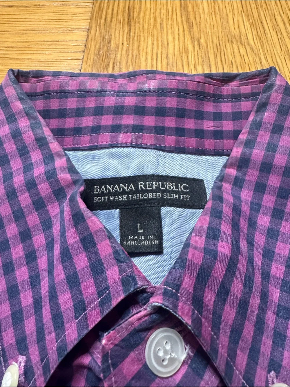 Banana Republic Mens Large Soft Wash Tailored Slim Fit Shirt Button Long Sleeve